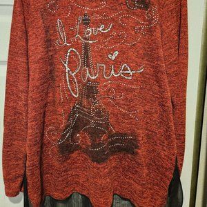 Women's long sleeve casual shirt Medium size Maroon/Red color